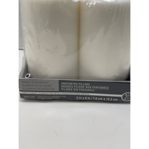 Unscented Pillar Candles By Ashland  3"x6"  White  Party Pack 2-Piece‎ New - Picture 2 of 5